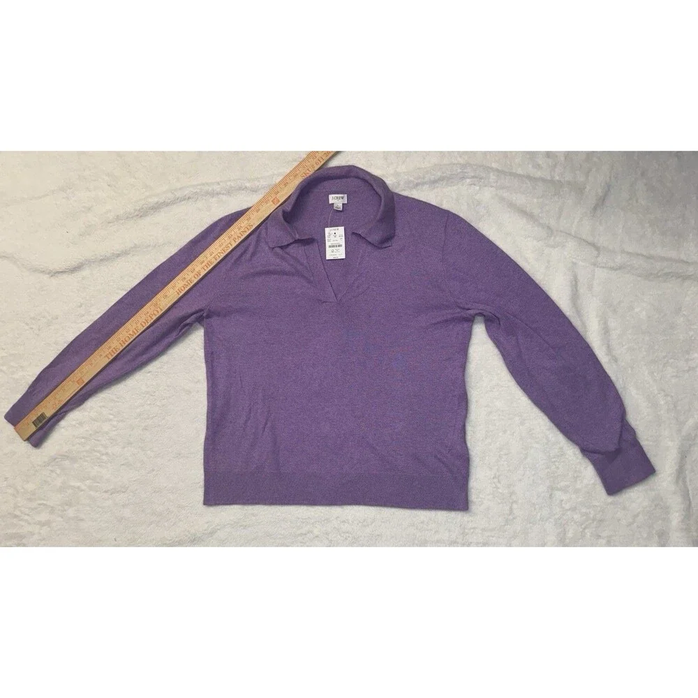NWT J Crew Collared Cotton Long-Sleeve Sweater Purple Size Large